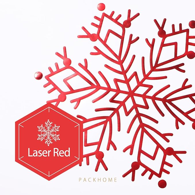 PACKHOME 6 Large Christmas Gift Boxes with Lids 13.5x9x4.1 Inches, Sturdy Collapsible Gift Boxes with Magnetic Closure (Red Snowflake Pattern)