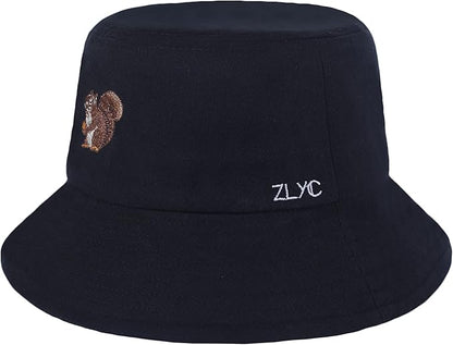 ZLYC Unisex Fashion Embroidered Bucket Hat Summer Fisherman Cap for Men Women