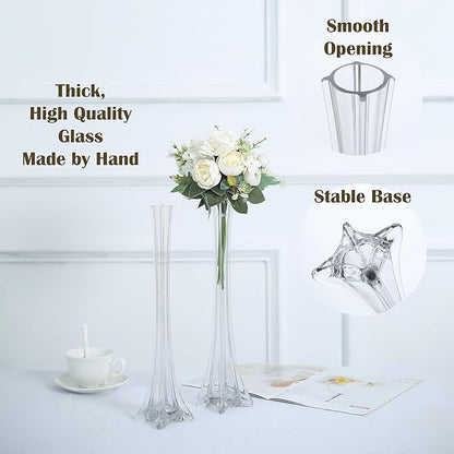 Craft And Party, Pack of 12, Eiffel Tower Vases Centerpiece for Flower, Wedding, Decoration. (16", Clear)