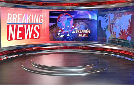 Breaking News Backdrop Studio TV News Broadcast Hall Background News Room Broadcasting Photography Background Program Record News Report Business Newsman Backdrop Kids Portrait Photo Props 15x8ft
