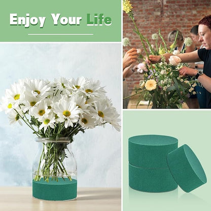 4Pcs Floral Foam Round SUPKING 3.15" Small Green Wet Dry Flower Foam Blocks Florist Plant Foam for Artificial and Fresh Flower Arrangement