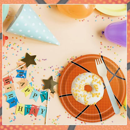 T-Antrix 40 Pcs Basketball Plates And Napkins Party Supplies, Basketball Birthday Decorations Disposable Paper Tableware Set Party Favors for Kids Serves 20