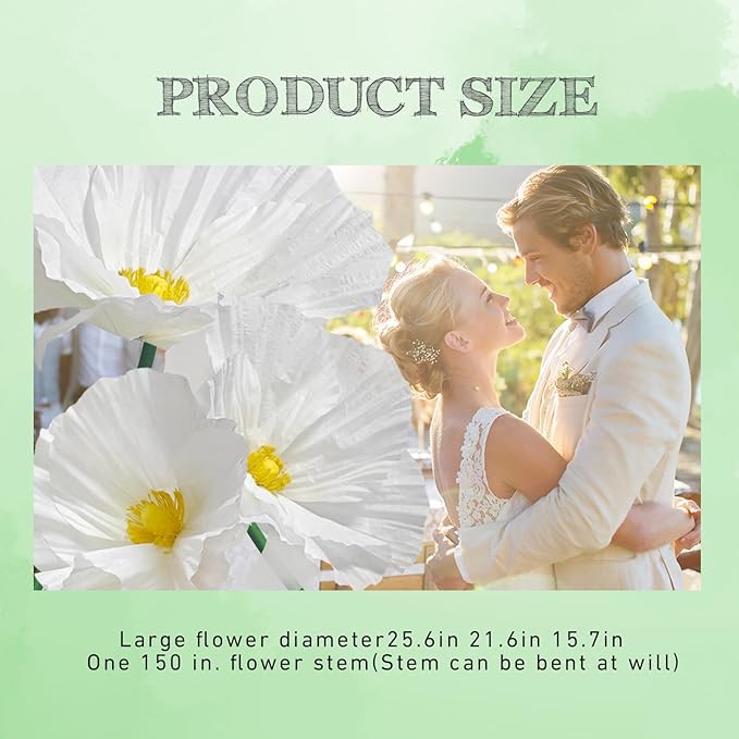 Giant Flowers for Home Decoration - 3 Pack Large Flower Panels for Backdrop Artificial Flowers Wall Table Decor, Flower Birthday Party Decorations for Wedding/Nursery Wall/Baby Bridal Shower (White)