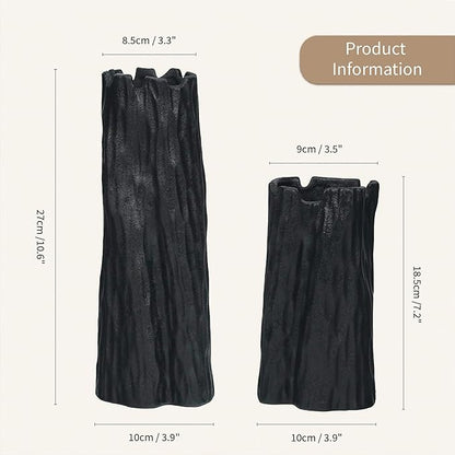 Black Matte Ceramic Vase, Organic Nature Shape, 10.7 Inch Boho Nordic Ins Style Decorative Flowers Vase, Living Room Bedroom Entryway Minimalist Centerpiece Decor, Birthday Gifts for Women