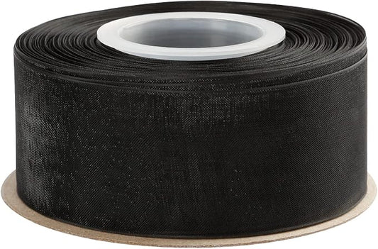 1-1/2 Inch Black Shimmer Sheer Organza Ribbon Sheer Chiffon Ribbon 50 Yards-Roll Multiple Colors Available for Gift Wrapping Wedding Events Christmas Décor