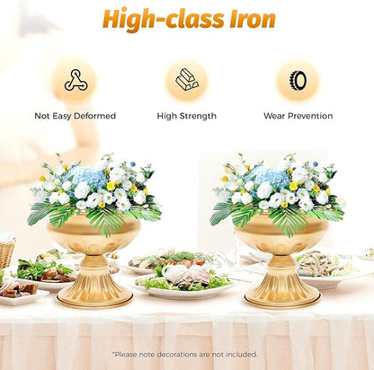 Gold Vases for Centerpieces & Table Centerpiece Decor, 10 Pcs Mini Metal Floral Vase Set with 4.72 Inch Height, Wedding Birthday Party Anniversary DecoRodentive Centerpiece Arrangements