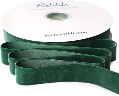 Ribbli Forest Green Velvet Ribbon 1 Inches Continuous 25 Yard Spool Forest Green Christmas Ribbon for Gift Wrapping Crafts Home Decor