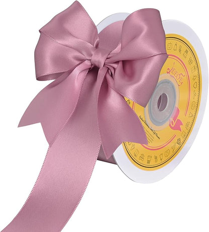 Double Face Rose Mauve Satin Ribbon 1-1/2 inch X 25 Yards Polyester Rose Mauve Ribbon for Gift Wrapping Very Suitable for Weddings Party Hair Bow Invitation Decorations and More