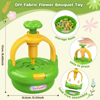 TingingYuli Arts and Crafts Kit for Kids Ages 4-8, Flower Bouquet Toys,DIY Flower Market Toys,Build Your Bouquet,Educational Christmas Birthday Gifts for 3 4 5 6 7 8 9 Year Old Girls-Green
