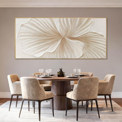 WINKAILIN White and Gold Wall Art Abstract Flower Painting Modern 32x70 Extra Large Canvas Artwork Minimalist Wall Decor for Bedroom Living Room Office Home