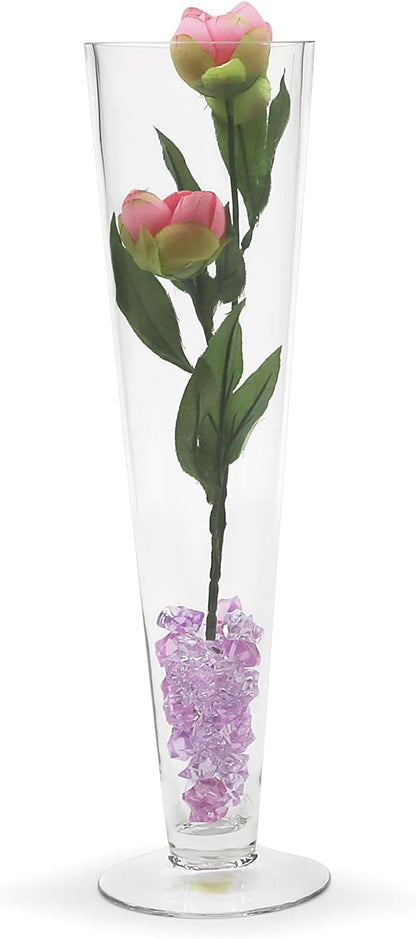 WGV Trumpet Glass Vase Bulk, Open 4", Height 16", (Multiple Sizes Choices) Clear Tall Pilsner Floral Planter Container Centerpiece, Wedding Event Home Decor, 8 Pieces (VTV0416)