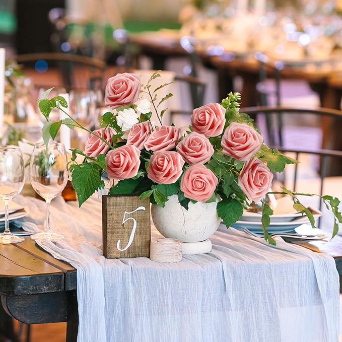 JOYLEX Artificial Flowers Realistic Roses, Real Looking Fake Roses with Stem for DIY Wedding Bouquets Centerpieces Bridal Shower Party Home Romantic Decorations (Pink, Regular 3" - 200pcs)