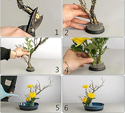 Stainless Floral Frogs Kenzan, Round Metal Flower Frog Vase Arranger Pin Holder for Ikebana, DIY Flower Craft Arrangements, Set of 3 (Silver)
