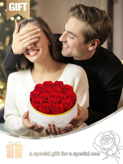 Preserved Roses Forever Flowers Real Roses in a Box Mother's Day Birthday Flowers for Her Mom Women Wife Valentine's Day, 16 Red Roses