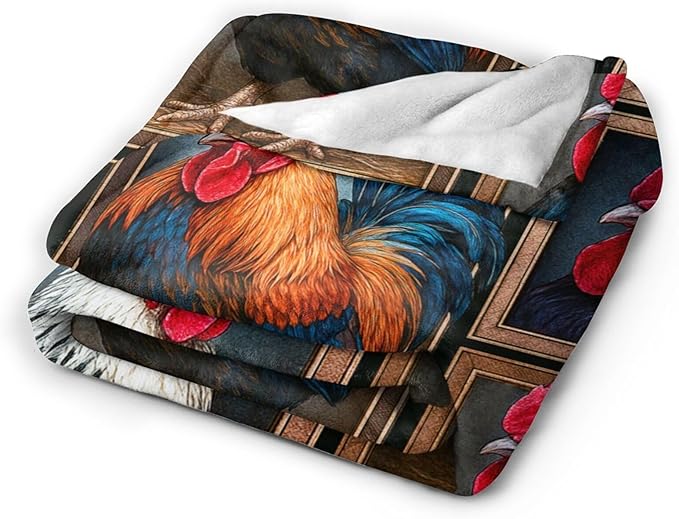 Rooster Blanket Chicken Throw Blanket Farm Animal Soft Cozy Fleece Fuzzy Stuffed Plush Flannel Gifts for Girls Women Boys Kids Adults 50"X60"