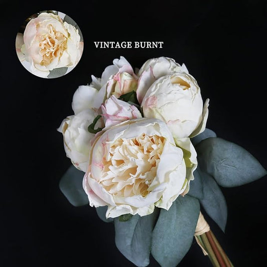 White Artificial Peonies 2 Bouquets Silk Flowers 14Heads Vintage White Fake Flowers Faux Peony Flowers for Flower Arrangements Artificial Centerpiece Home Table Dining Room Decor (Ivory White)