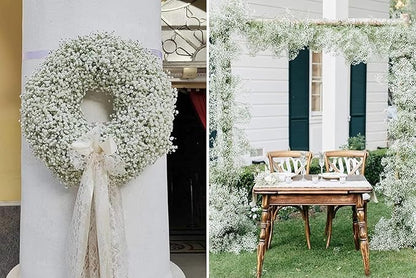 JIFTOK Babys Breath Artificial Flowers, 60 Pcs Fake Flowers Gypsophila Bouquet Fall Flowers Artificial for Decoration, Real Touch Silk Flower for Wedding Christmas DIY Party Home Garden Office(White)