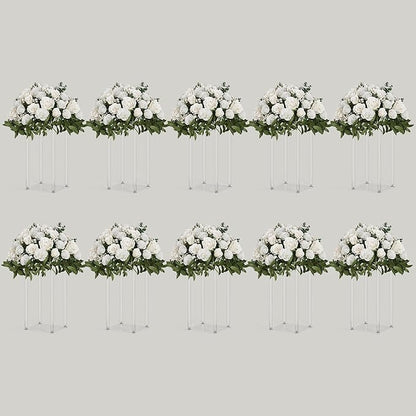 TEKXYZ Acrylic Centerpiece, 10 Pcs 15.75 Inch Tall Flower Stand, Column Wedding Centerpieces, Flower Stand for Wedding Event Party Props, Home Decor, Table