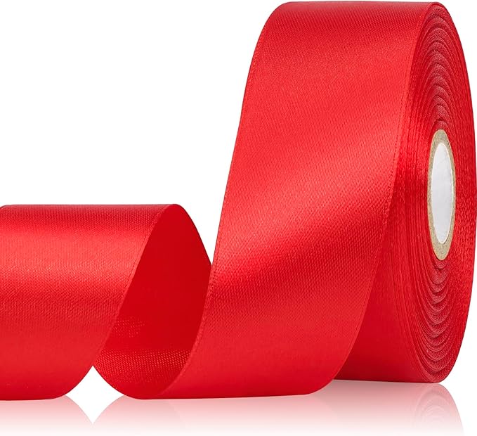 30 Yards Red Ribbon 1-1/2 Inch Red Satin Ribbon for Gift Wrapping, Eternal Flower Making, Bouquet Wrapping, Christmas Decorations, Wedding, Valentine's Day, Chair Sash, Crafts & Sewing