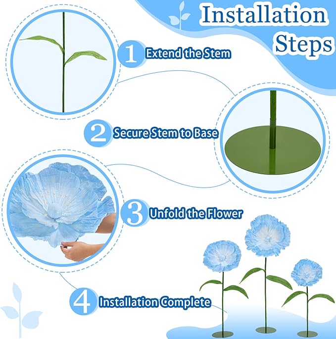 Light Blue Giant Paper Flowers - Large Paper Flowers 5.77FT Giant Flowers for Decoration with Stand Birthday Party Outdoor Banquet Event Home Decor