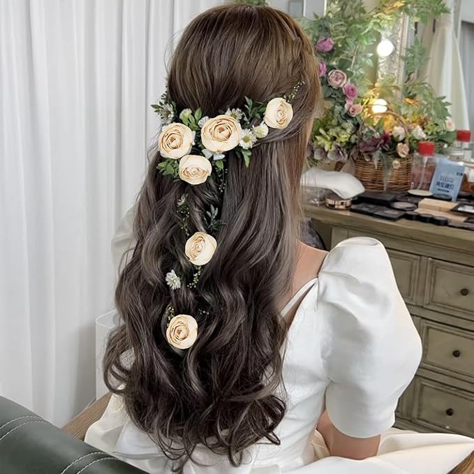IPOPU Ranunculus Artificial Flowers 2Bouquets Silk Flowers with Stems 12PCS Mini Fake Flowers for DIY Wedding Bouquet Bridal Shower Decorations Floral Filler Flowers Centerpieces (Beige)