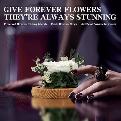 Preserved Roses & Fresh Flowers Bouquet – Gift for Women, Roses That Last Forever, Flowers for Delivery Prime, White Roses – Birthday, Mother’s Day & Christmas