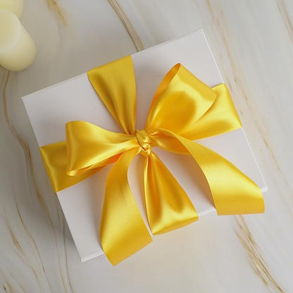 MEEDEE Satin Ribbon - 25 Yards Yellow Double Faced Satin Ribbon for Christmas Tree, Thanksgiving Decorating, Wreaths, Bows, Crafts, Weddings, Flower Bouquets