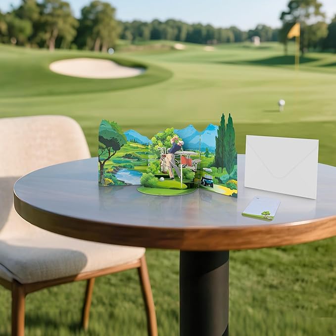 Golf Pop-Up Card, Exquisite Pattern Pop Up Display Card, Perfect as Birthday Card for Golfers, Fathers, Friends