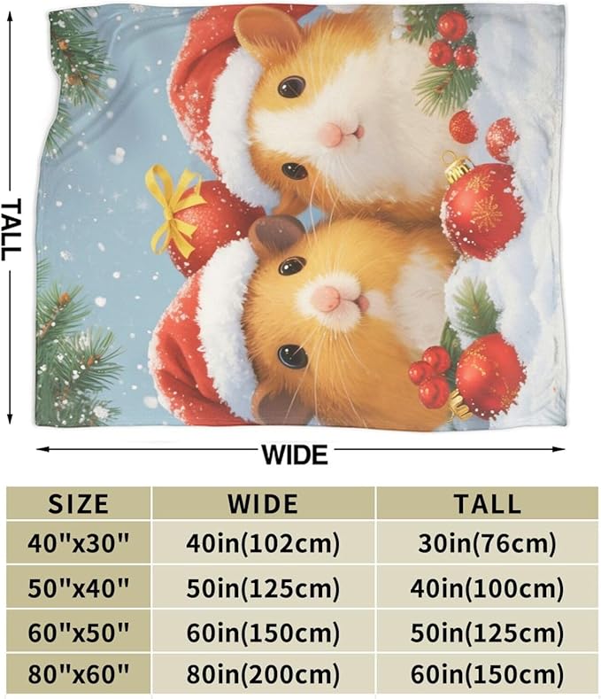 Guinea Pig Blanket Cute Christmas Guinea Pig Throw Blanket Soft Cozy Fleece Fuzzy Stuffed Plush Flannel Gifts for Girls Women Boys Kids Adults 60"X80"