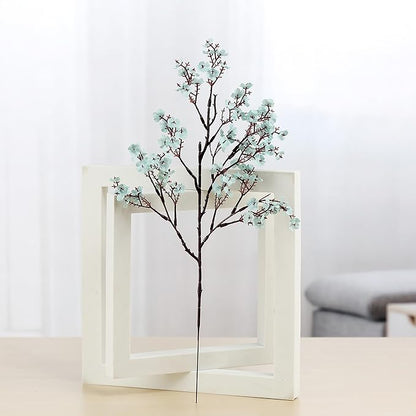 Babys Breath Silk Artificial Flowers Bulk With Vase 10pcs for Fall Decor Fake flower bouquet Bulk for Home Kitchen Indoor Bouquet Floral Arrangement Table Centerpieces Party Decor(Grey Blue)