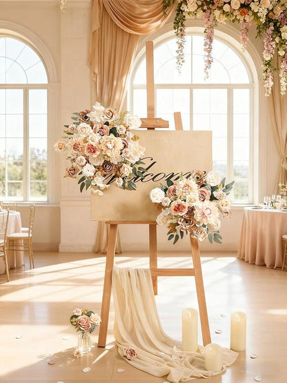 Artificial Flowers Combo Fake Roses Silk Flowers with Stems for DIY Wedding Bridal Bouquets Table Centerpieces Cake Birthday Baby Shower Wedding Anniversary Home Decorations(Champagne Nude)