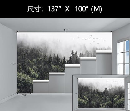 WFBHUA-Misty Forest Self Adhesive Wall Mural Foggy Pine Tree Wallpaper Peel and Stick for Living Room Bedroom 137"x100"