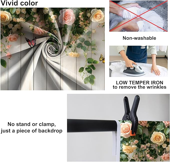 Baocicco 5x3ft Wooden Flower Backdrops for Photography Spring Botanical Green Leaves Butterfly Farmhouse Background for Engagement Bridal Shower Baby Shower Birthday Wedding Party Decoration Supplies