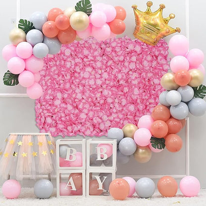 LOYALHEARTDY 20 PCS Artificial Flower Wall Panel 24" x 16" Faux Flowers Wall Decoration Pink Hydrangea Flower Panels Wall for Home Party Wedding Christmas Festival Photo Backgdrop Decor