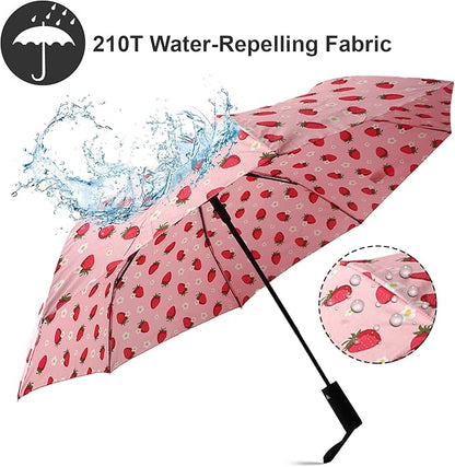 Nollia Windproof Automatic Travel Umbrella, Compact Portable with Reinforced Ribs for Sun & Rain