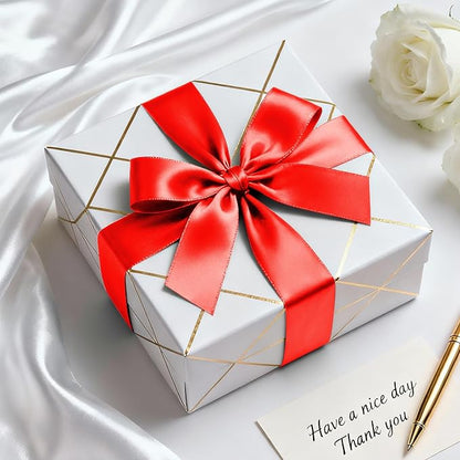 1-1/2" x 50 Yards Satin Ribbon - Red Silk Ribbon with Spool - Ideal for Gift Wrapping, Floral Bouquets, Crafts, Wedding Party Decorations, Christmas and Sewing Projects