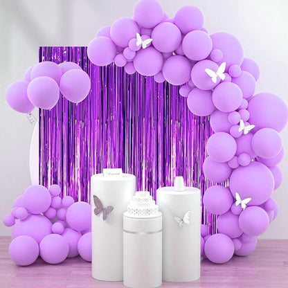 2 Pack Purple Tinsel Foil Fringe Curtains, Purple Party Decorations, Metallic Tinsel Party Streamers Backdrop for Halloween Mermaid Bachelorette Graduation Party Decorations