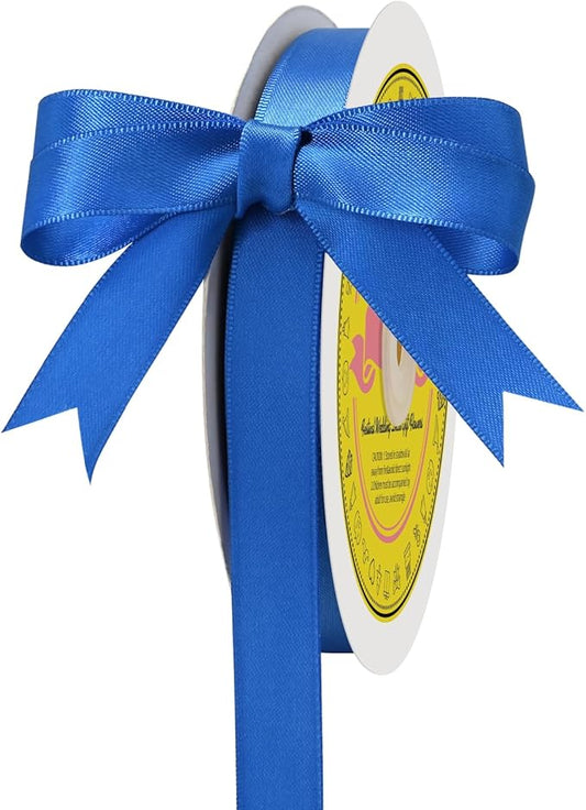 Double Face Royal Blue Satin Ribbon 5/8 inch X 50 Yards Polyester Royal Blue Ribbon for Gift Wrapping Very Suitable for Weddings Party Invitation Decorations and More