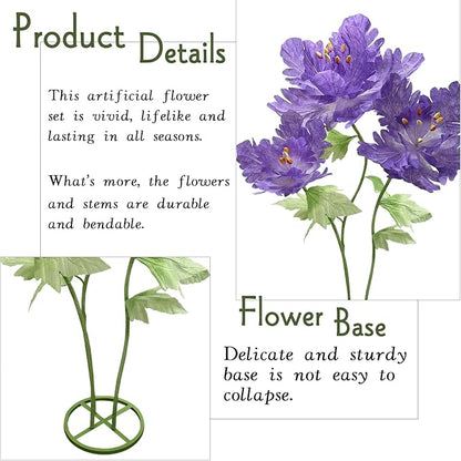 Giant Paper Flowers for Decoration, Big Artificial Flower with Stems and Stands Party Banquet Wedding Reception Stage Photography Props Mall Display Graduation Essential Background Home Decor, Purple