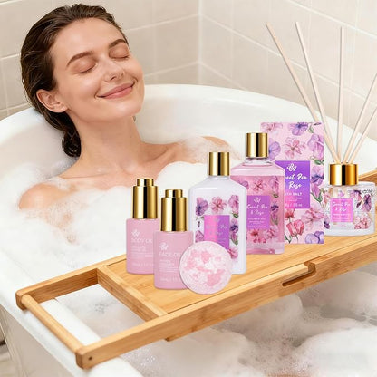 35 Pcs Christmas Gift for Women, Rose Bath and Body Gift Basket, Facial Skin Care Set, Self Care Pampering Kit, Face Sheet Mask, Home Spa Pack, Perfume, Birthday, Valentines, Mother Day, Bridal Shower