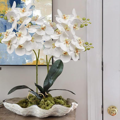 30 Inch White Orchids Artificial Flowers Real Touch Phalaenopsis Spray Artificial Orchid Stems with 12 Orchid Flowers Fake Phalaenopsis Tall Faux Flowers Arrangement for Home Decor Party Wedding Decor
