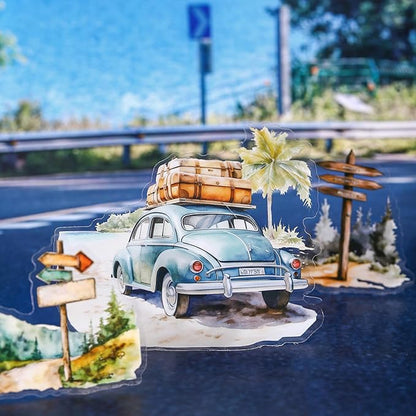 TIAMECH Travel Highway PET Stickers - 180 Pcs Beach Desert Oasis & Sunrise Sunset Design, Waterproof Sticker for Journaling & Scrapbooking, Junk Journal Supplies, Ephemera & DIY Crafts
