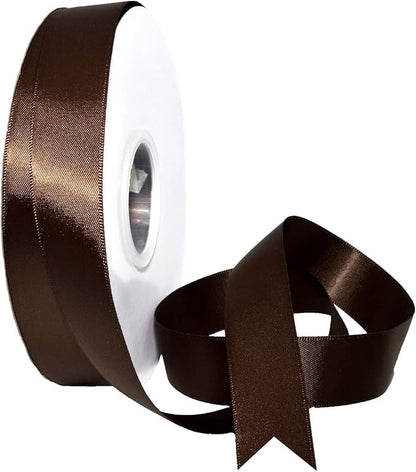 Morex Ribbon Double Face Satin Ribbon 7/8" X 50 YD Brown Ribbon for Gift Wrapping, Birthday Gift Cards, Satin Dress for Women, Silk Ribbons for Crafts, Wedding Gifts for Couple