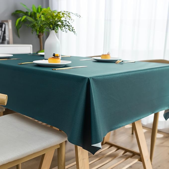 Rectangle Table Cloth,100% Waterproof Tablecloth Oil Proof Spill Proof Vinyl Table Cloth, Wipe Clean Plastic Table Cover for Dining, Camping, Indoor and Outdoor 54" x 84",Navy Blue