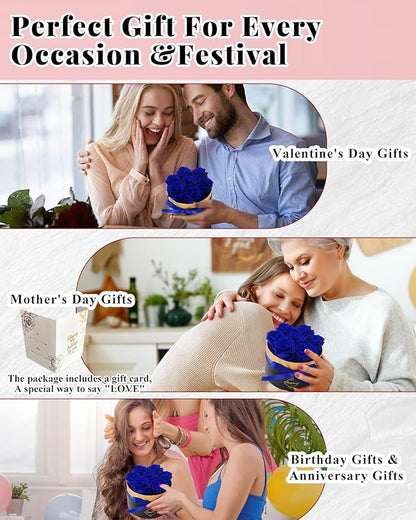 Preserved Flowers, Preserved Real Roses in Box Forever Flowers for Delivery, Eternal Rose Flower Last 2-3 Years, Anniversary Roses Forever Birthday Gifts for Women Mothers, Wife, Her, Mom