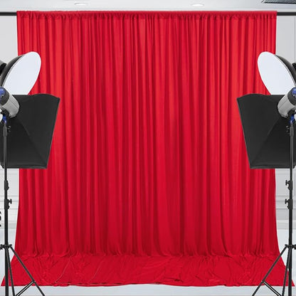 30x10ft Wrinkle Free Red Backdrop Curtain for Parties Soft Fabric Drapes Wedding Red Curtain Backdrop for Birthday Party Decorations Background for Photography 5x10ft, 6 Panels