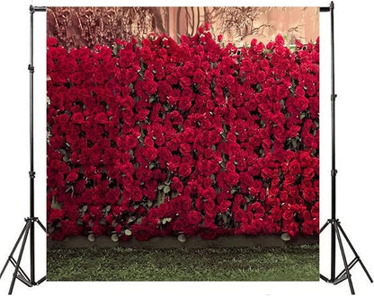 AOFOTO 10x10ft Romantic Roses Backdrop Wedding Photography Background Garden Flowers Lovers Couple Girlfriend Bride Portrait Valentine's Day Photo Shoot Studio Props Seamless Wallpaper