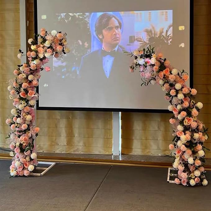 2pcs Large Wedding Arch with Base Flower Stand Arch Bracket Stand Backdrop Stand for Wedding Party Elegant Decorations & Garden Climbing Plants Vines,8.2&6.9 FT-White