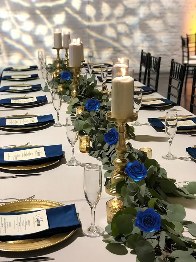 Blue Artificial Roses 16pcs Velvet Royal Blue Roses Silk Flowers 3.94" Fake Blue Roses Artificial Flowers for Wedding Flowers for Centerpieces Home Party Decor (Royal Blue)