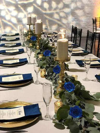 Blue Artificial Roses 16pcs Velvet Royal Blue Roses Silk Flowers 3.94" Fake Blue Roses Artificial Flowers for Wedding Flowers for Centerpieces Home Party Decor (Royal Blue)